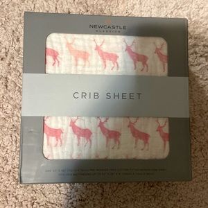 SOLD Deer print organic muslin crib sheet